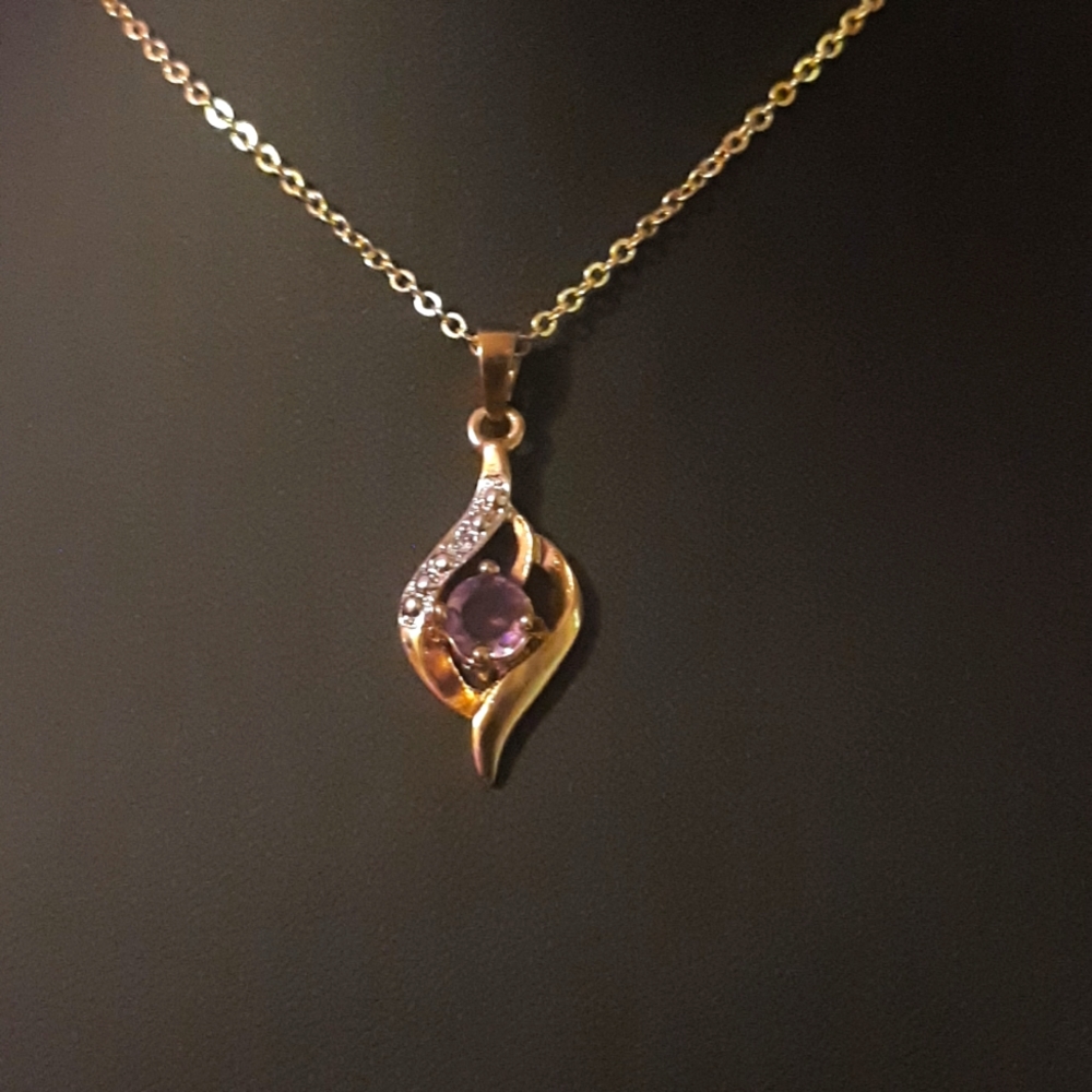 Purple Amethyst, CZ, Gold W/ Silver Accents